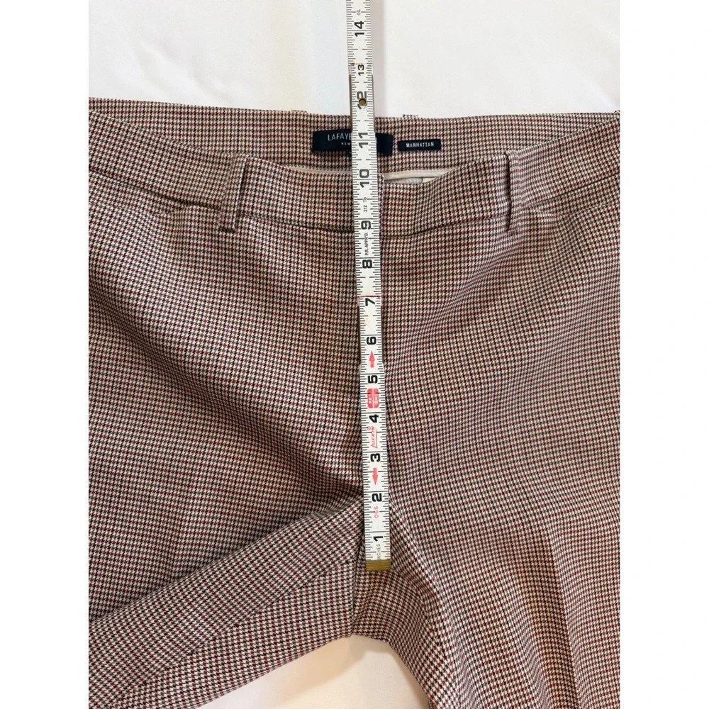 Houndstooth Wool Blend Pants Lafayette 148‎ New York Manhattan Brown Tan Size 14
